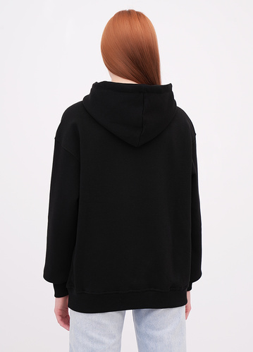 Фото ракурс 2 - Жіноче чорнe худі EQUILIBRI артикул W232 016 000 Black FW2025