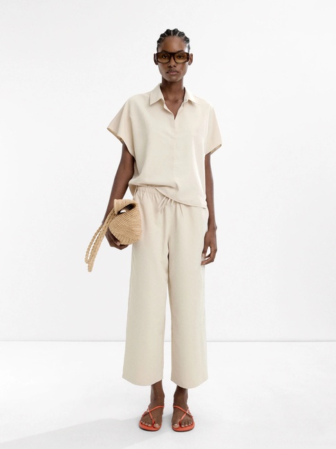 Фото ракурс 4 - Женские молочные штаны Parfois артикул 236663 _EC FW2025