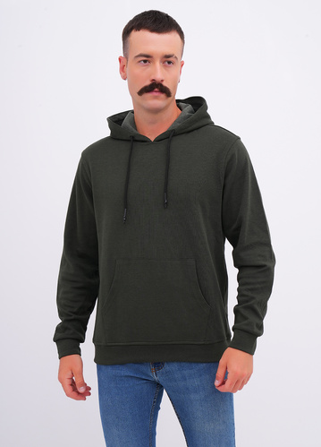 Фото ракурс 1 - Чоловіче зеленe худі EQUILIBRI артикул M232 001 000 Green FW2025