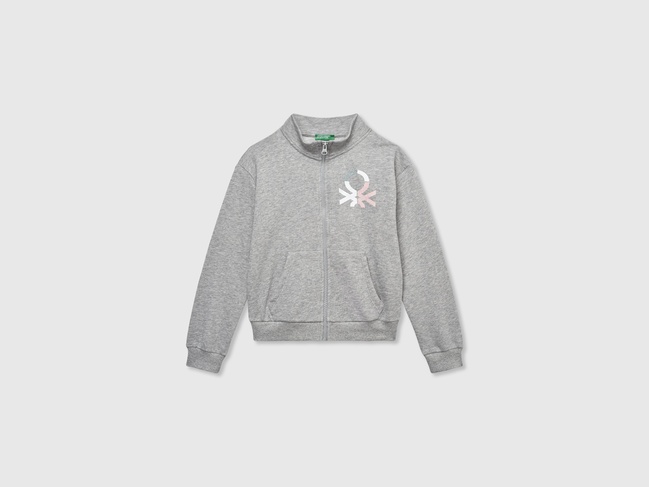 Сіра олімпійка для дівчаток Benetton артикул 3J68C504N.G 501 25P Фото ракурс 1 - Сіра олімпійка для дівчаток Benetton артикул 3J68C504N.G 501 25P