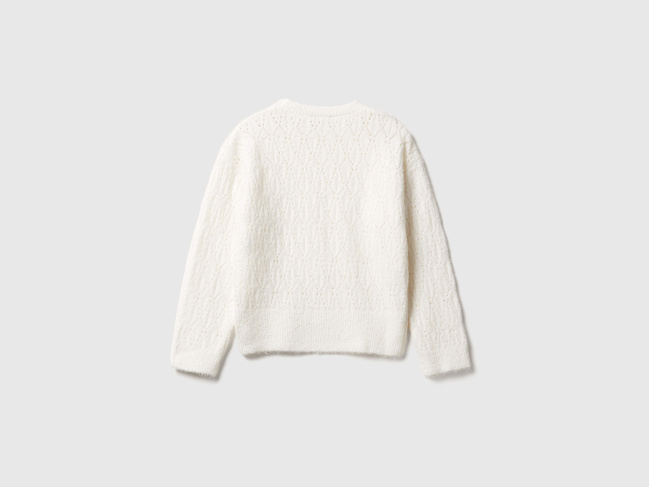 Фото ракурс 2 - Белый свитер для девочек Benetton артикул 1RG7C109A.G 074 25A