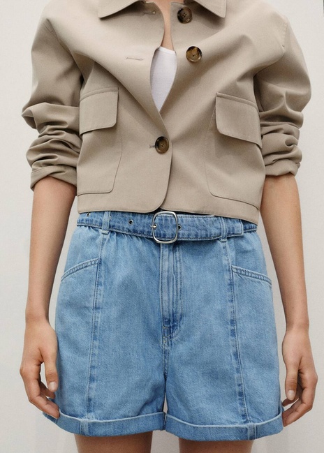 Жіночі сині шорти Mango артикул 87080607 TM 8 season Фото ракурс 1 - Жіночі сині шорти Mango артикул 87080607 TM 8 season