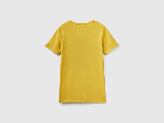 Фото ракурс 3 - Жіноча жовта футболка Benetton артикул 3GA2E16A0 246 24P