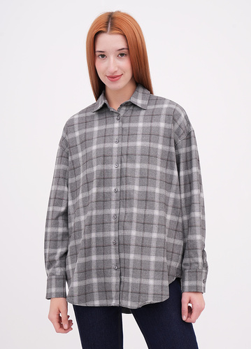 Фото ракурс 1 - Жіноча сіра сорочка EQUILIBRI артикул W422 023 003 Grey FW2025