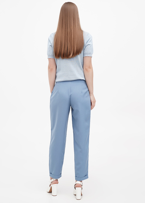 Фото ракурс 2 - Женские синие брюки EQUILIBRI  артикул AZ Pant cuff BR Blue SS2024