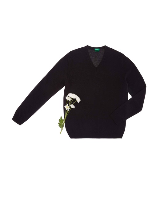 Фото ракурс 7 - Мужской черный джемпер Benetton артикул 1002U4407 100 25A