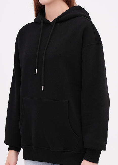 Фото ракурс 3 - Женское черное худи EQUILIBRI артикул W232 016 000 Black FW2025