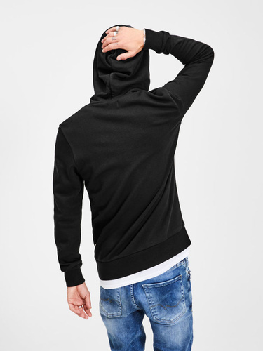 Фото ракурс 2 - Чоловіче чорнe худі Jack & Jones артикул 12137054 Black FW2024