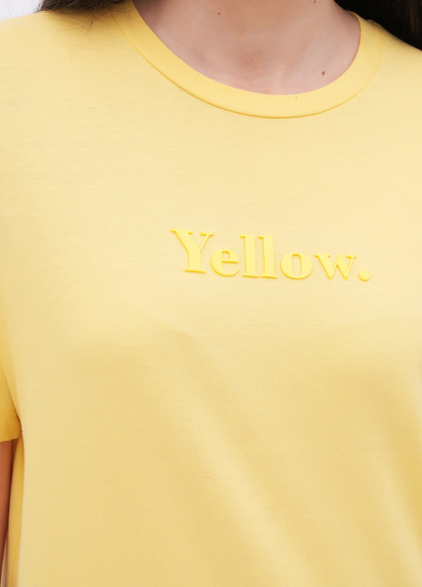 Женская желтая футболка EQUILIBRI артикул W213 097 000 Yellow FW2025 Фото ракурс 4 - Женская желтая футболка EQUILIBRI артикул W213 097 000 Yellow FW2025
