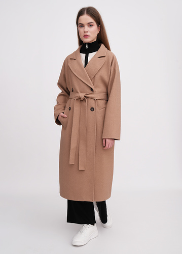 Фото ракурс 1 - Жіноче коричневe пальто EQUILIBRI артикул BW173002 000 CAMEL FW2025