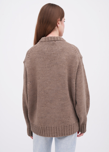 Фото ракурс 2 - Жіночий коричневий светр EQUILIBRI артикул W342 066 000 Mocco FW2025