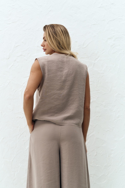 Фото ракурс 2 - Жіноча бежева блузка EQUILIBRI  артикул BW491001 100 Beige SS2025