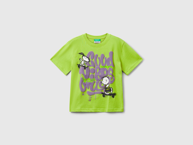 Фото ракурс 1 - Зеленая футболка для мальчиков Benetton артикул 3X1SG10JW.P 0Y6 25A