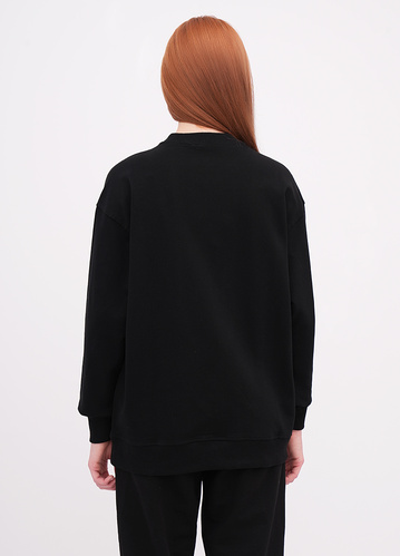 Фото ракурс 2 - Жіночий чорний світшот EQUILIBRI артикул W291 041 100 Black FW2025