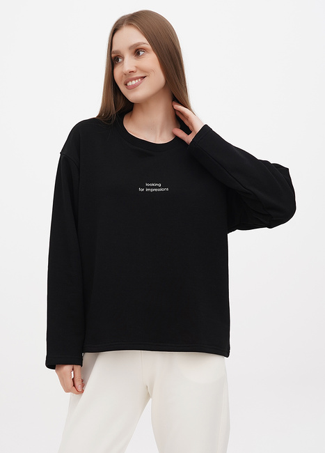 Фото ракурс 1 - Женский чёрный свитшот EQUILIBRI  артикул OD Sweatshirt Print Black SS2024