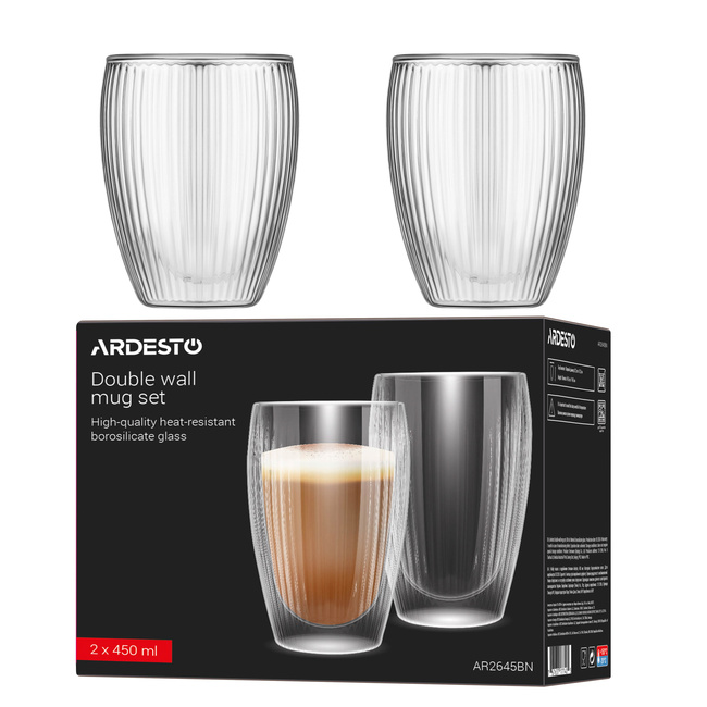 Прозорий набір чашок з подвійними стінками Ardesto артикул AR2645BN No color FW2025 Фото ракурс 4 - Прозорий набір чашок з подвійними стінками Ardesto артикул AR2645BN No color FW2025