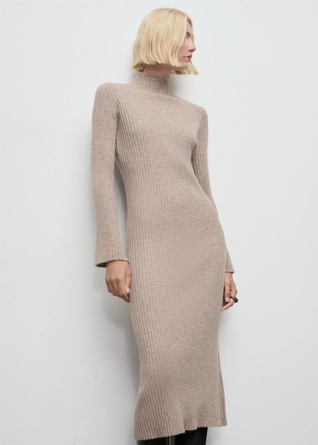 Женское бежевое платье Mango артикул 17067801 09 1 season Фото ракурс 1 - Женское бежевое платье Mango артикул 17067801 09 1 season