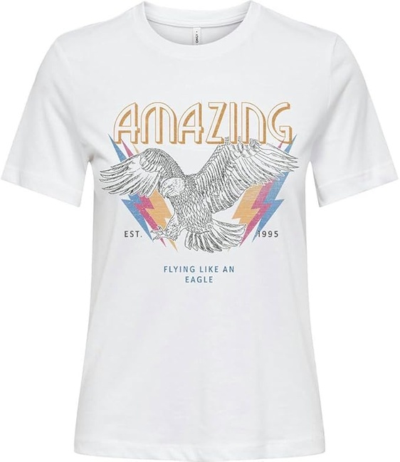 Фото ракурс 1 - Жіноча біла футболка Only артикул 15327666 bright white SS2025