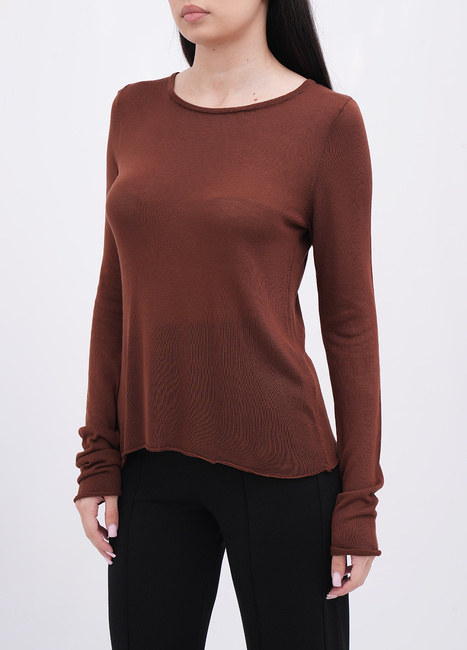 Жіночий коричневий лонгслів EQUILIBRI артикул W315 010 001 Brown FW2025 Фото ракурс 3 - Жіночий коричневий лонгслів EQUILIBRI артикул W315 010 001 Brown FW2025