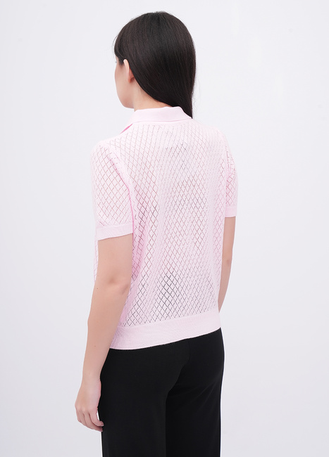 Жіноча рожева футболка поло EQUILIBRI артикул W314 010 002 Pink FW2025 Фото ракурс 2 - Жіноча рожева футболка поло EQUILIBRI артикул W314 010 002 Pink FW2025