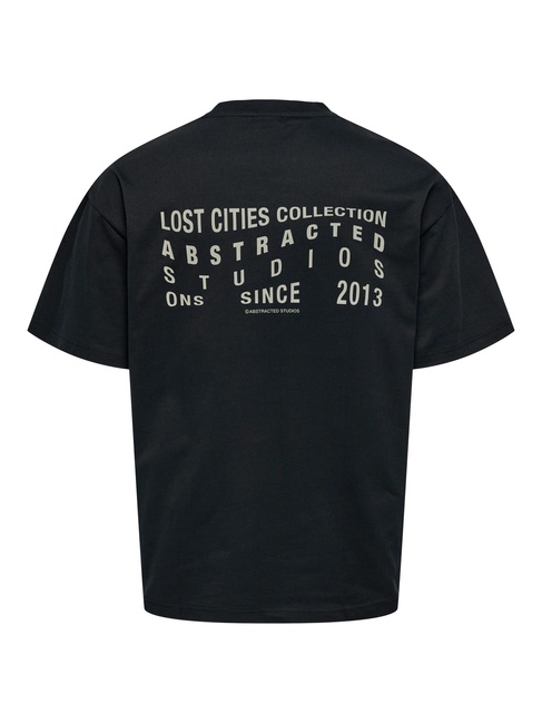 Чоловіча чорна футболка ONLY & SONS артикул 22035566 Jet black FW2025 Фото ракурс 4 - Чоловіча чорна футболка ONLY & SONS артикул 22035566 Jet black FW2025