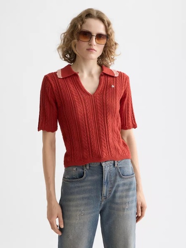 Фото ракурс 1 - Жіноча червона футболка поло SCOTCH & SODA артикул U9A01046T U602 FW2025