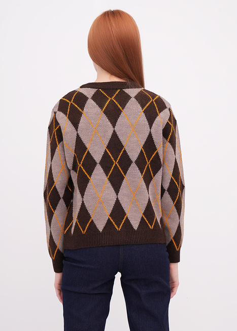 Жіночий коричневий кардиган EQUILIBRI артикул W343 009 000 Brown FW2025 Фото ракурс 2 - Жіночий коричневий кардиган EQUILIBRI артикул W343 009 000 Brown FW2025