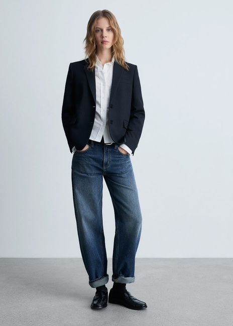 Женский синий пиджак Mango артикул 87040451 69 8 season Фото ракурс 4 - Женский синий пиджак Mango артикул 87040451 69 8 season