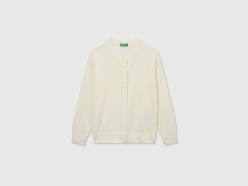 Фото ракурс 1 - Белый кардиган Benetton для девочек артикул 19DKC500Y.G 074 25A