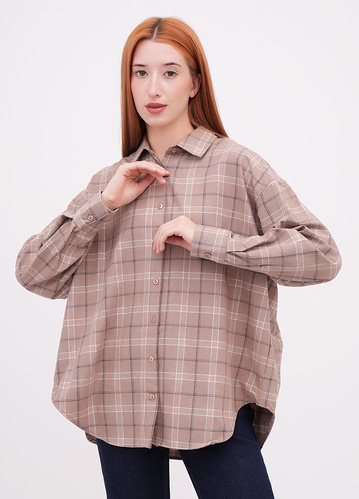 Фото ракурс 1 - Жіноча бежева сорочка EQUILIBRI артикул W422 023 003 Beige FW2025