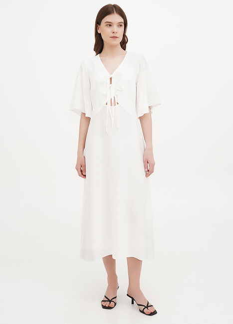 Фото ракурс 1 - Женское белое платье EQUILIBRI артикул W452 085 000 White SS2025