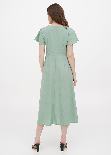 Фото ракурс 3 - Жіноча зелена сукня EQUILIBRI  артикул SVT Dress Linen MN Green SS2023