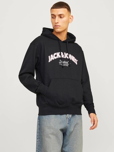 Фото ракурс 1 - Чоловіче чорнe худі Jack & Jones артикул 12262919 Black FW2024