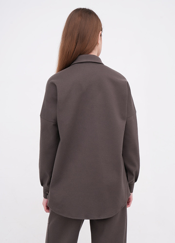Фото ракурс 2 - Женская коричневая рубашка EQUILIBRI артикул W491 038 102 Mocco FW2025