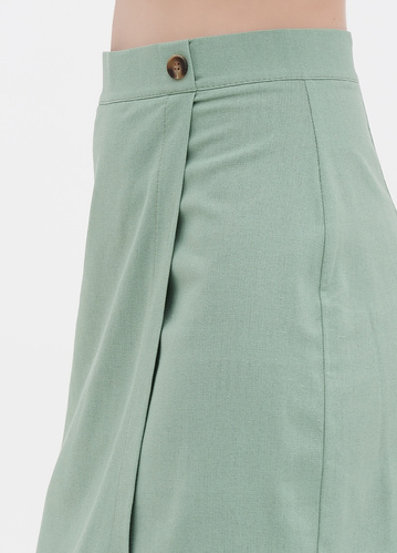 Фото ракурс 1 - Жіноча зелена спiдниця EQUILIBRI артикул SVT Skirt Linen Green SS2023