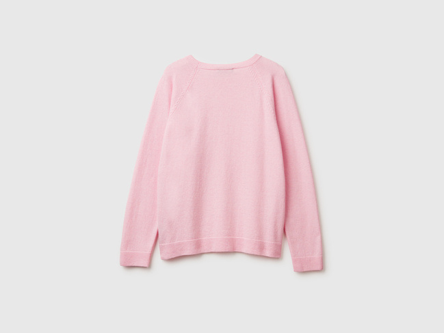 Фото ракурс 3 - Жіночий рожевий светр Benetton артикул 1035D1P17 69H 25A