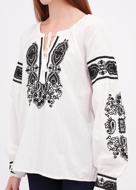 Фото ракурс 3 - Жіноча біла блузка EQUILIBRI артикул W421 035 000 White FW2025