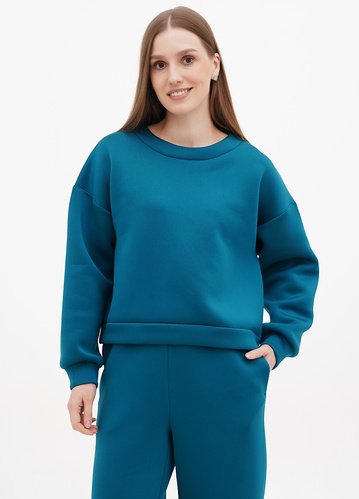 Фото ракурс 1 - Женский зелёный свитшот EQUILIBRI артикул SVT N Sweat Green FW2024