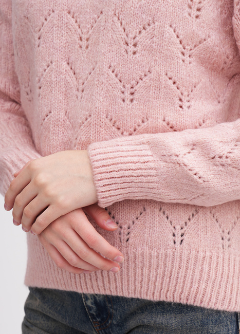 Фото ракурс 4 - Жіночий рожевий светр EQUILIBRI артикул W342 073 000 Powder FW2025