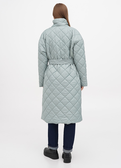 Фото ракурс 2 - Женское зелёное пальто EQUILIBRI артикул DVS Coat MN Green FW2023