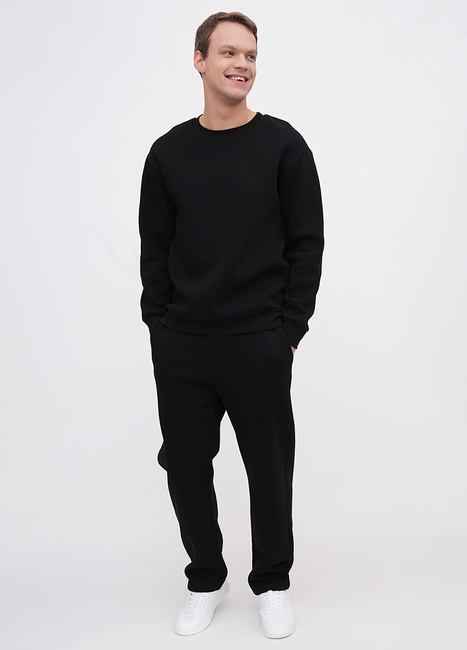 Фото ракурс 3 - Чоловічий чорний світшот EQUILIBRI артикул M231 003 000 Black FW2025