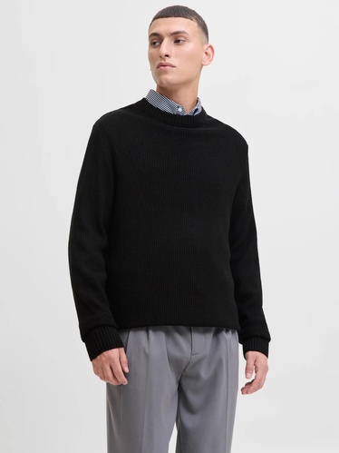 Фото ракурс 1 - Чоловічий чорний джемпер Jack & Jones артикул 12279278 Black FW2025