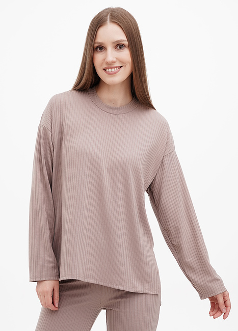 Фото ракурс 1 - Женский коричневый свитшот EQUILIBRI  артикул IO Sweatshirt Rib Mocco SS2024