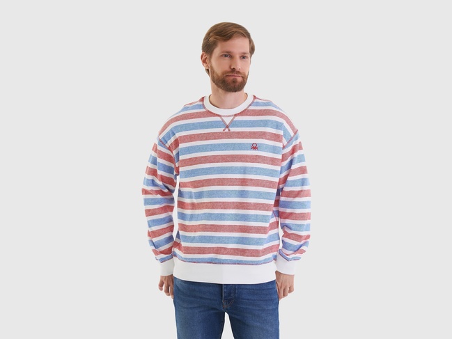 Чоловічий різнокольоровий світшот Benetton артикул 33RPU109D 901 24A Фото ракурс 1 - Чоловічий різнокольоровий світшот Benetton артикул 33RPU109D 901 24A