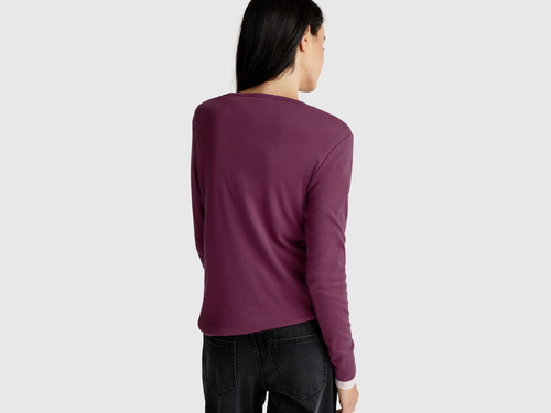 Фото ракурс 2 - Жіночий бордовий лонгслів Benetton артикул 3GA2E16F9 1D3 25A