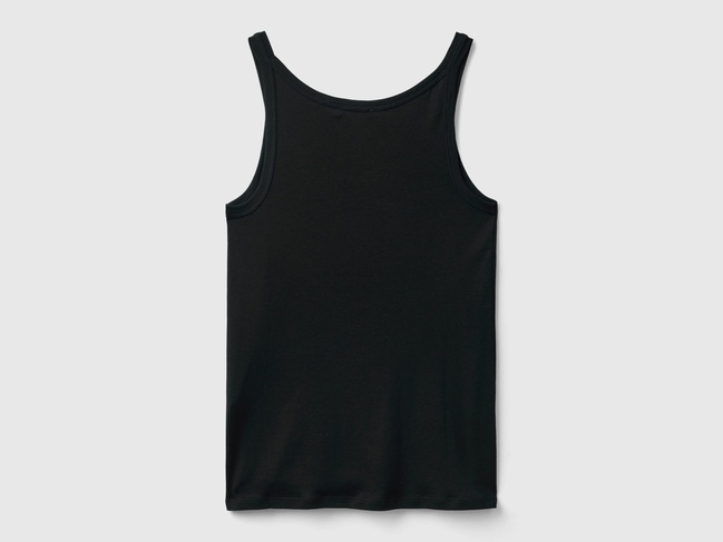 Фото ракурс 3 - Женская черная майка Benetton артикул 3GA2E8397 100 24A