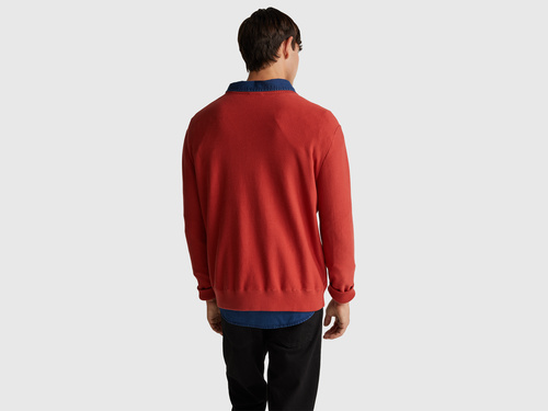 Фото ракурс 2 - Мужской коричневый свитер Benetton артикул 1V4KU10AF 01J 25A