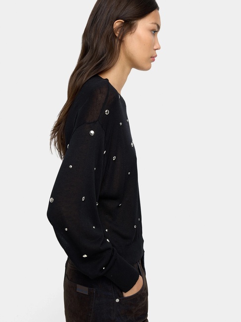 Женский черный свитер Parfois артикул 241058 _BK FW2025 Фото ракурс 4 - Женский черный свитер Parfois артикул 241058 _BK FW2025