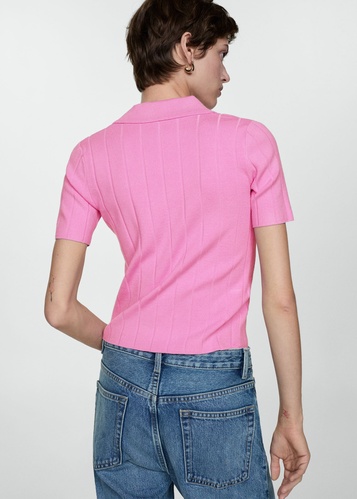 Фото ракурс 2 - Женская розовая футболка поло Mango артикул 77052928 85 7 season