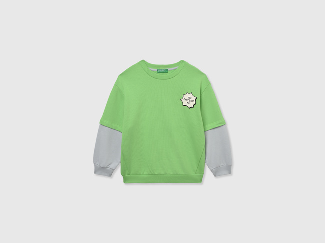 Зеленый свитшот для мальчиков Benetton артикул 3UNIG10I5.P 2P7 25P Фото ракурс 1 - Зеленый свитшот для мальчиков Benetton артикул 3UNIG10I5.P 2P7 25P